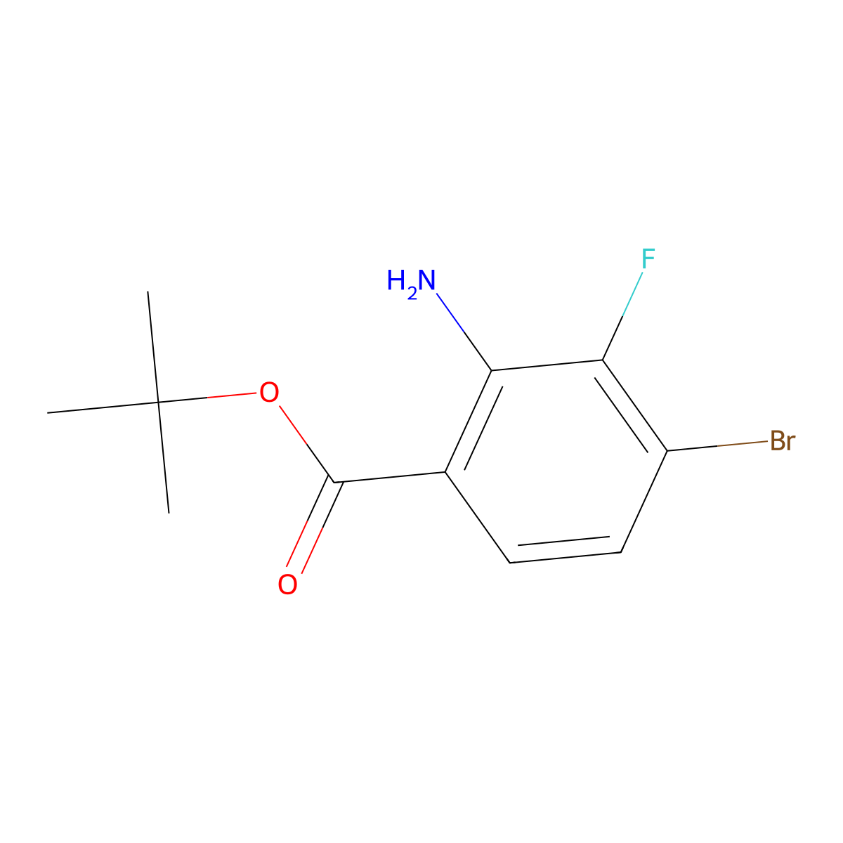 Tert-butyl 2-amino-4-bromo-3-fluorobenzoate molecular structure, CAS 2248360-66-7
