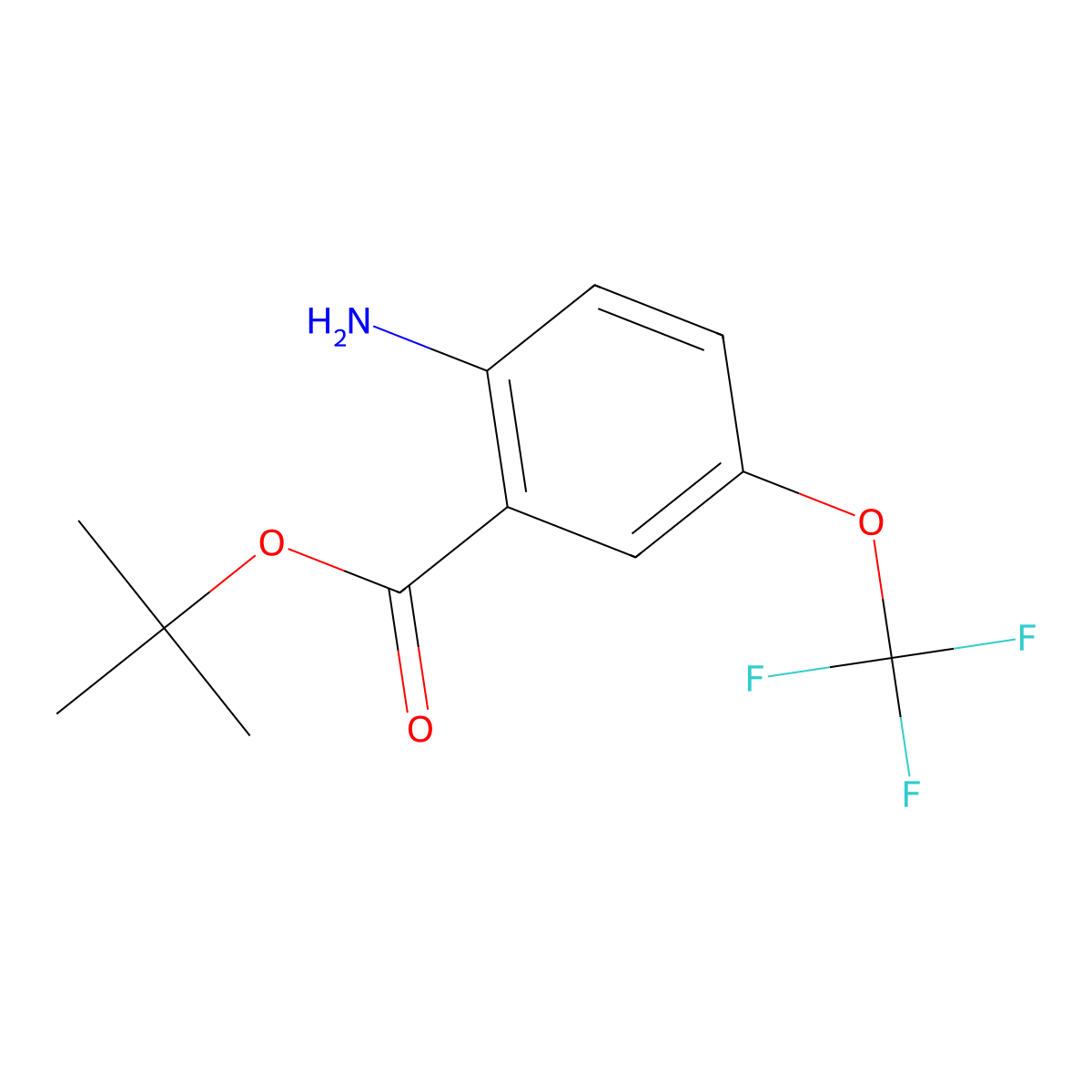 Tert-butyl 2-amino-5-(trifluoromethoxy)benzoate molecular structure, CAS 2248360-82-7