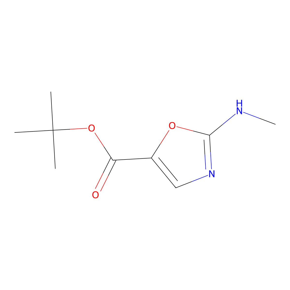 Tert-butyl 2-(methylamino)-1,3-oxazole-5-carboxylate molecular structure, CAS 2248361-09-1