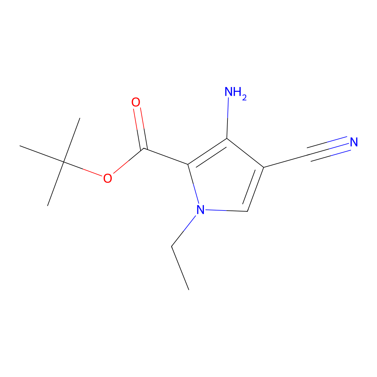 tert-butyl 3-amino-4-cyano-1-ethyl-1H-pyrrole-2-carboxylate molecular structure, CAS 2248361-13-7