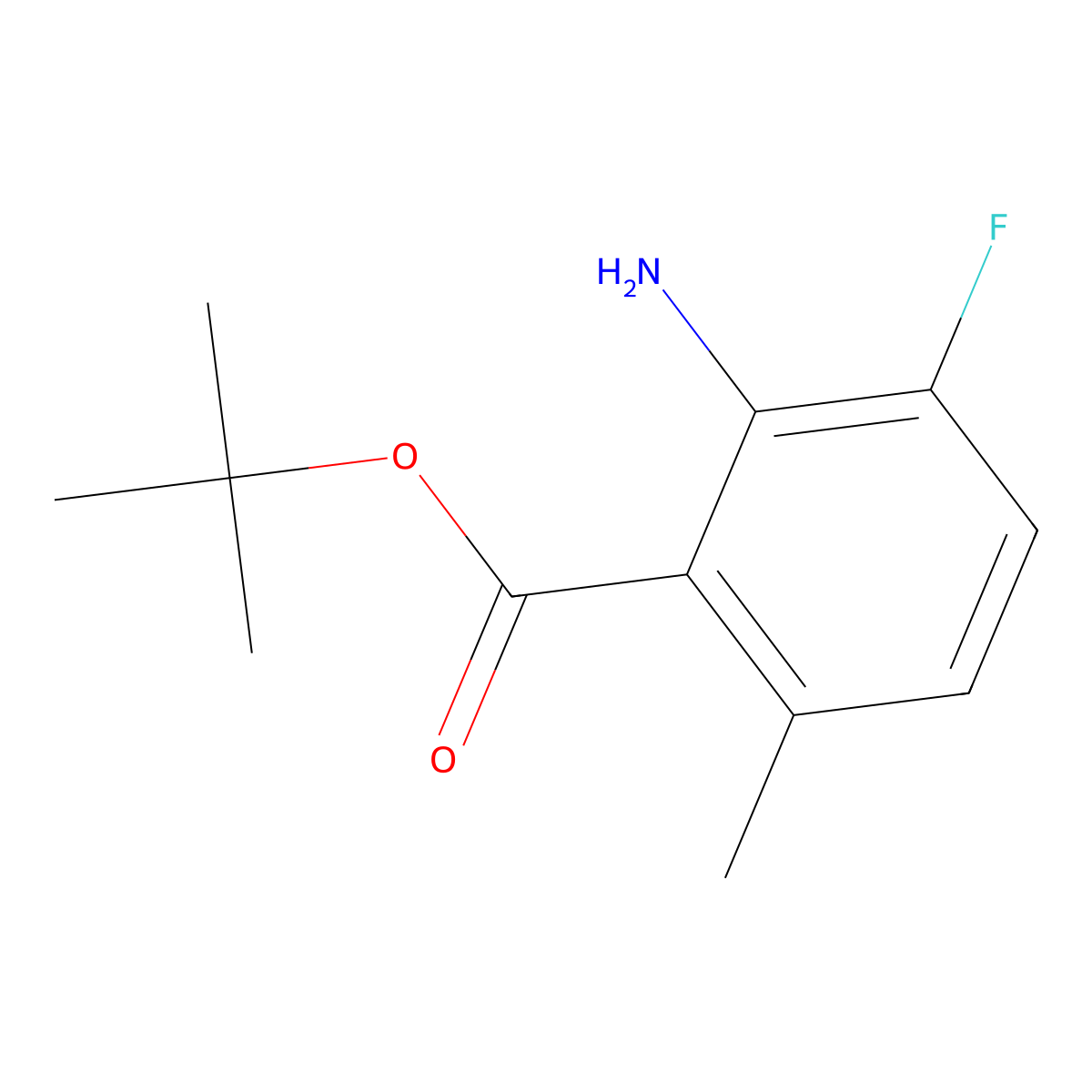 Tert-butyl 2-amino-3-fluoro-6-methylbenzoate molecular structure, CAS 2248361-51-3