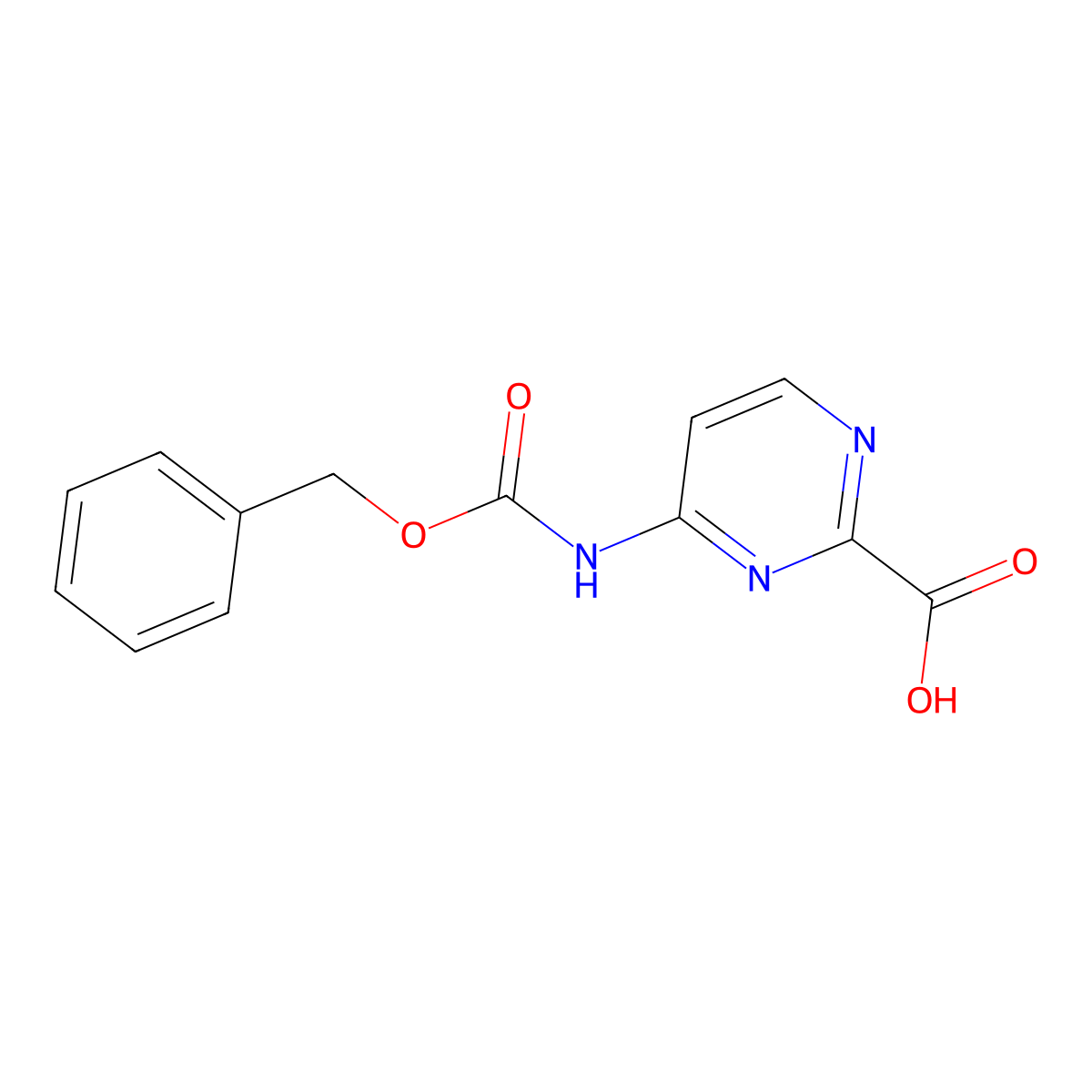 4-{[(Benzyloxy)carbonyl]amino}pyrimidine-2-carboxylic acid molecular structure, CAS 2248361-79-5