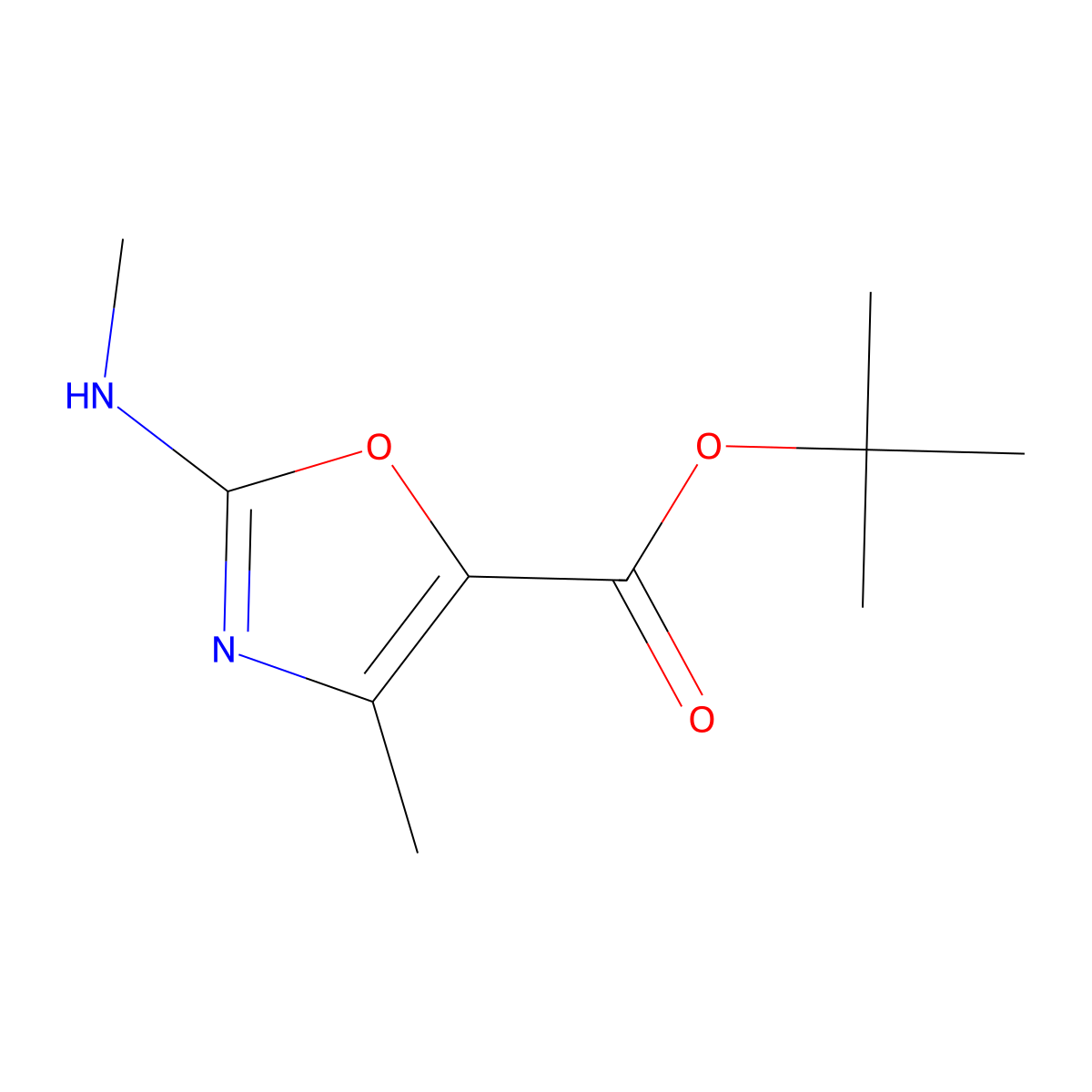 Tert-butyl 4-methyl-2-(methylamino)-1,3-oxazole-5-carboxylate molecular structure, CAS 2248361-89-7