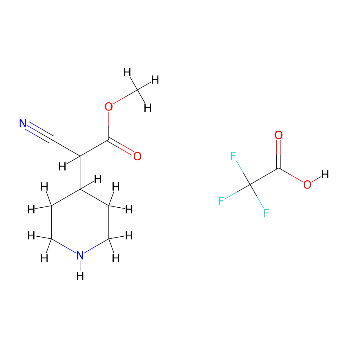 Methyl2-cyano-2-(piperidin-4-yl)acetate,trifluoroaceticacid molecular structure, CAS 2248362-16-3