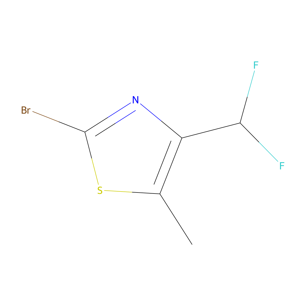 2-Bromo-4-(difluoromethyl)-5-methyl-1,3-thiazole molecular structure, CAS 2248362-78-7