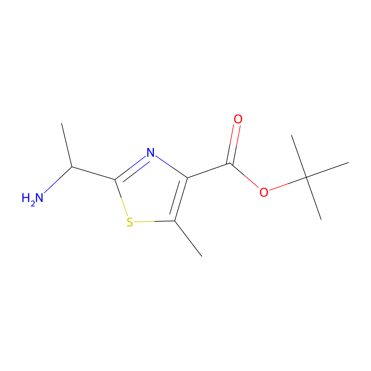 Tert-butyl 2-(1-aminoethyl)-5-methyl-1,3-thiazole-4-carboxylate molecular structure, CAS 2248363-01-9