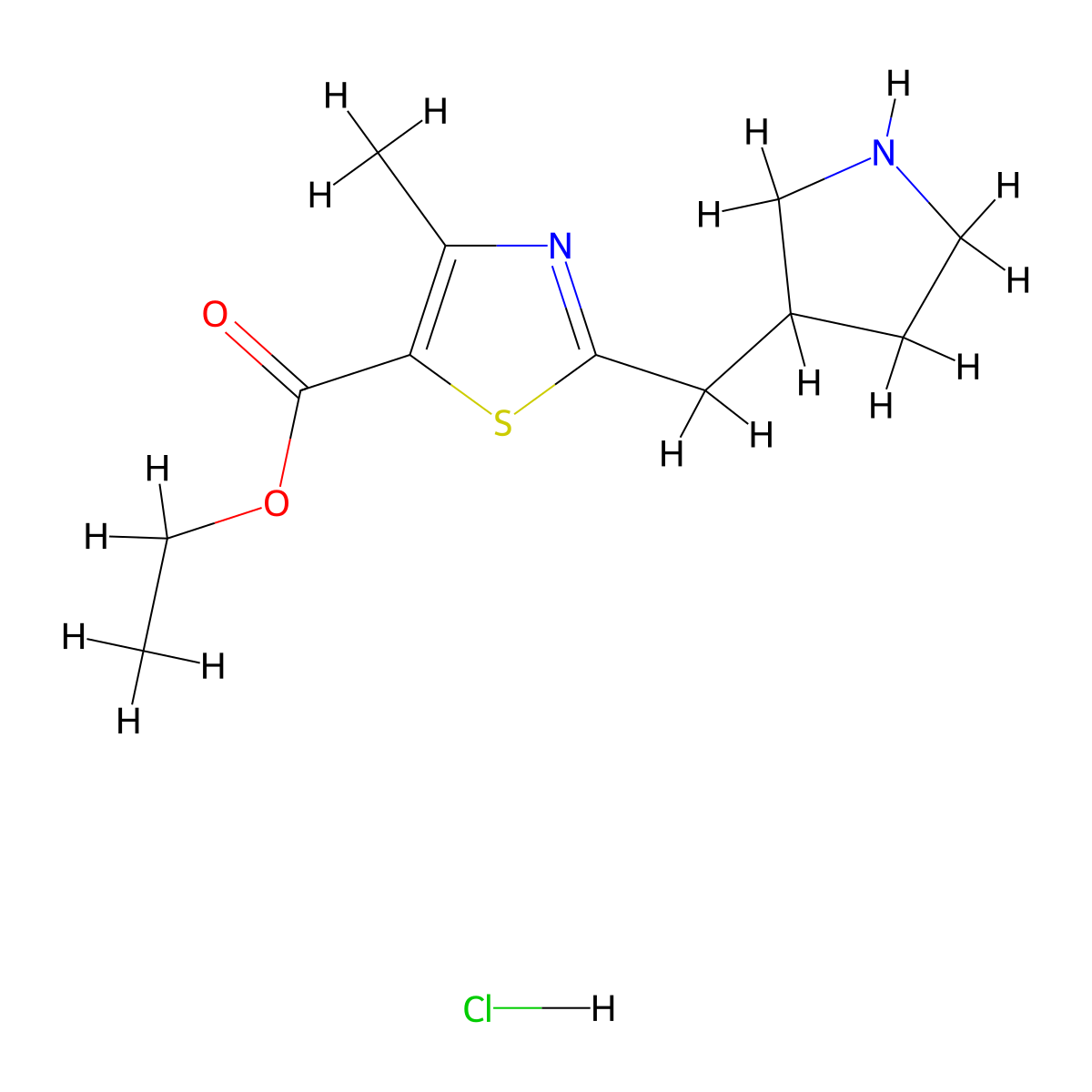 Ethyl 4-methyl-2-[(pyrrolidin-3-yl)methyl]-1,3-thiazole-5-carboxylate hydrochloride molecular structure, CAS 2248363-11-1