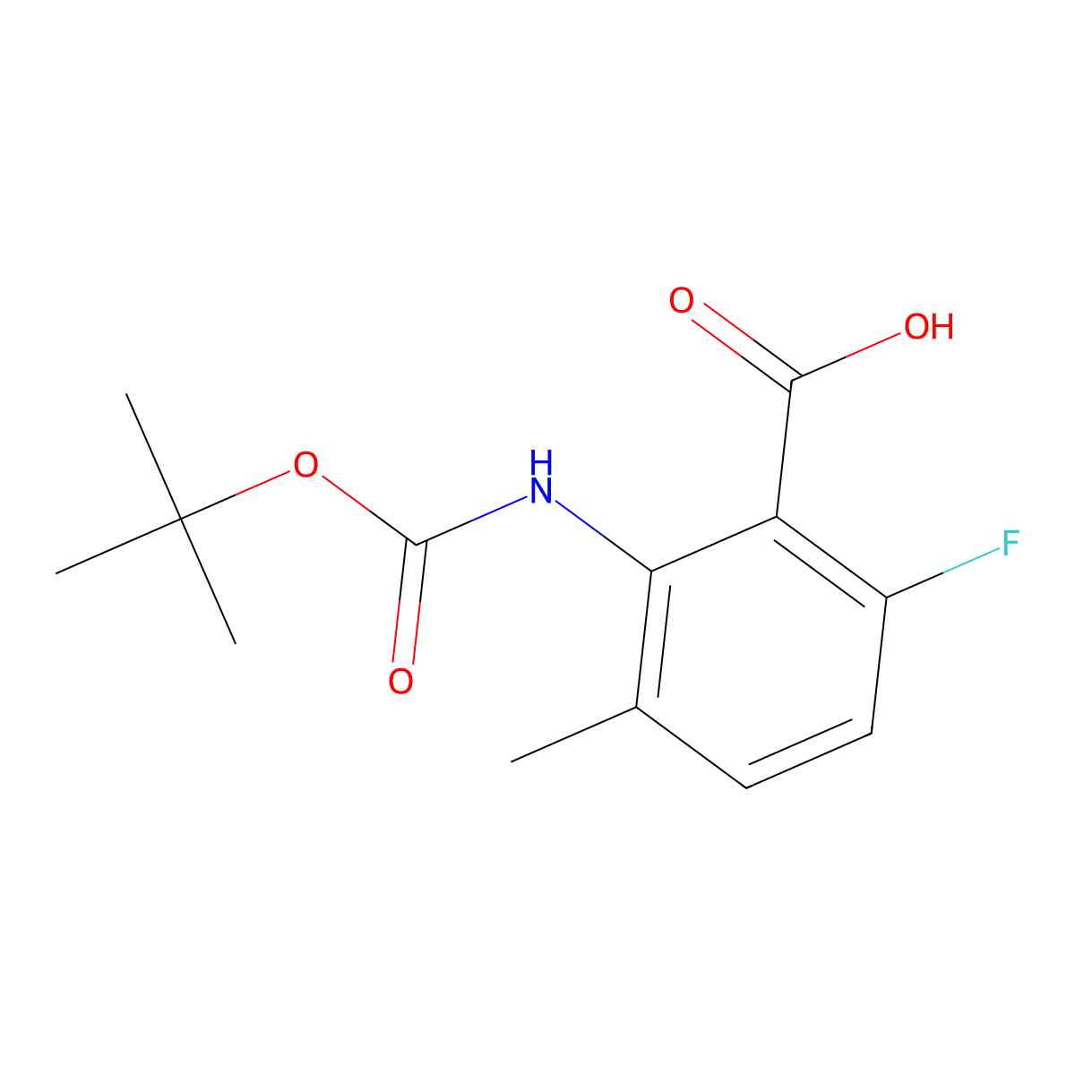 2-{[(Tert-butoxy)carbonyl]amino}-6-fluoro-3-methylbenzoic acid molecular structure, CAS 2248363-17-7