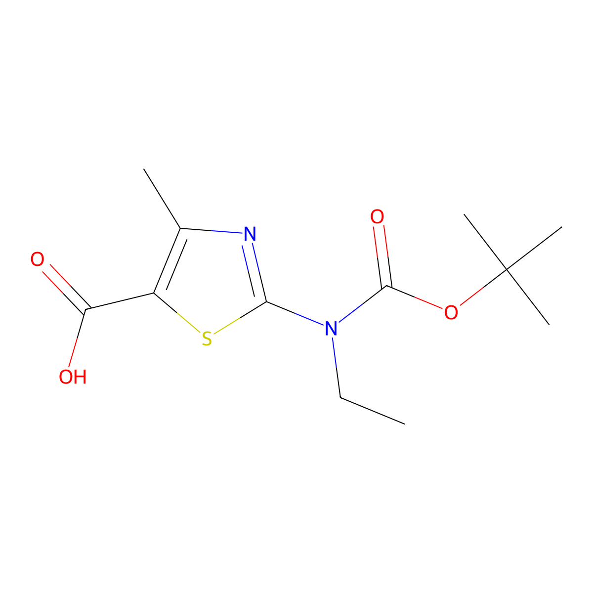 2-{[(Tert-butoxy)carbonyl](ethyl)amino}-4-methyl-1,3-thiazole-5-carboxylic acid molecular structure, CAS 2248363-24-6