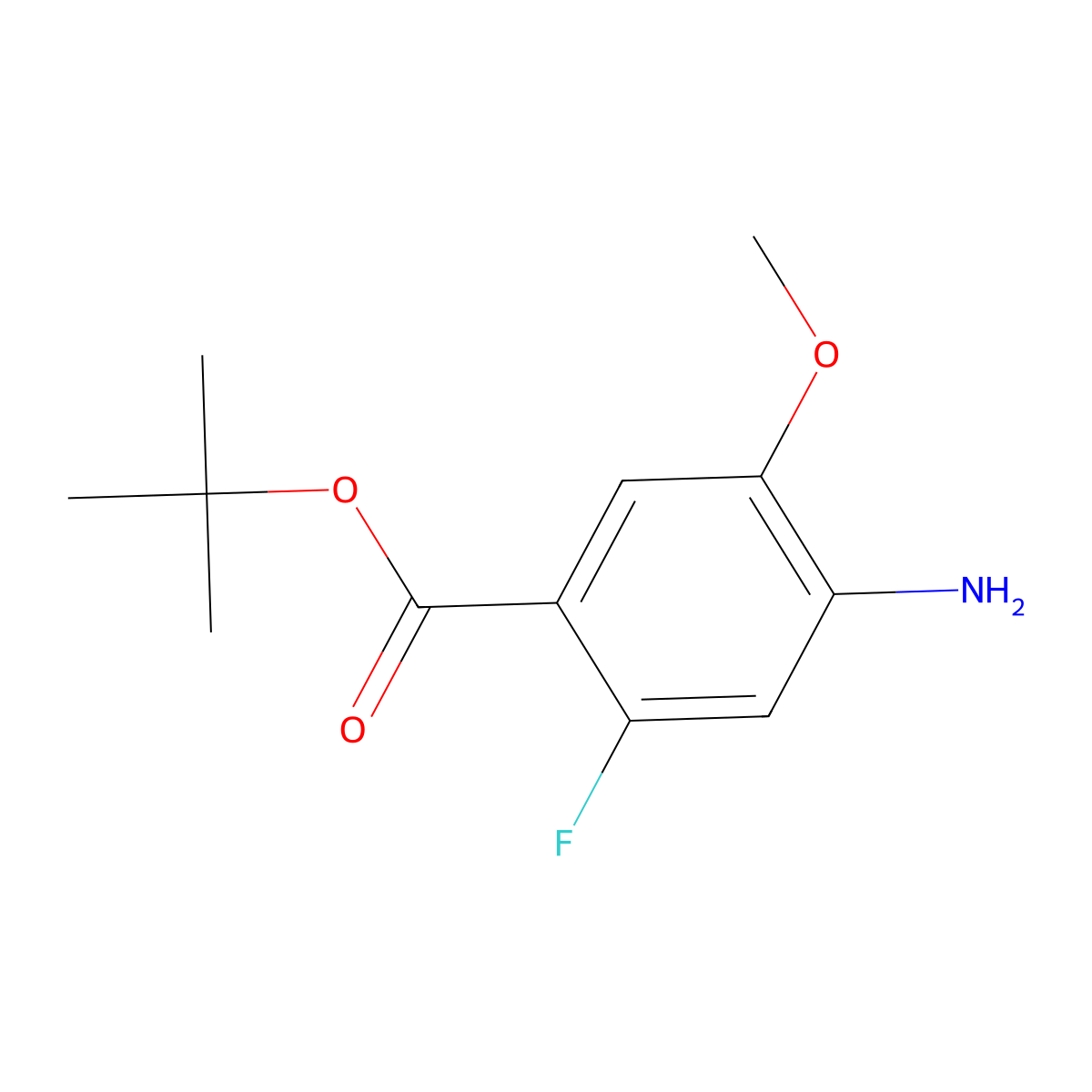 Tert-butyl 4-amino-2-fluoro-5-methoxybenzoate molecular structure, CAS 2248363-29-1