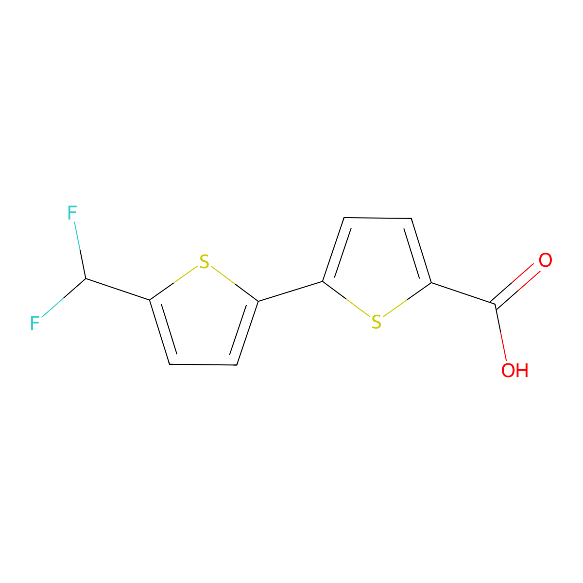 5-[5-(Difluoromethyl)thiophen-2-yl]thiophene-2-carboxylic acid molecular structure, CAS 2248363-37-1