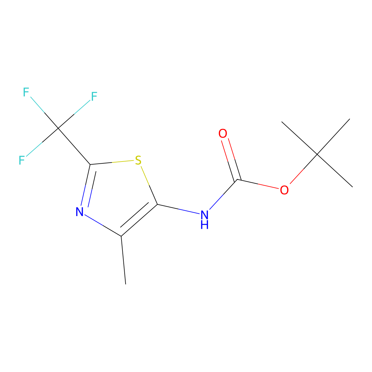 Tert-butyl N-[4-methyl-2-(trifluoromethyl)-1,3-thiazol-5-yl]carbamate molecular structure, CAS 2248363-96-2