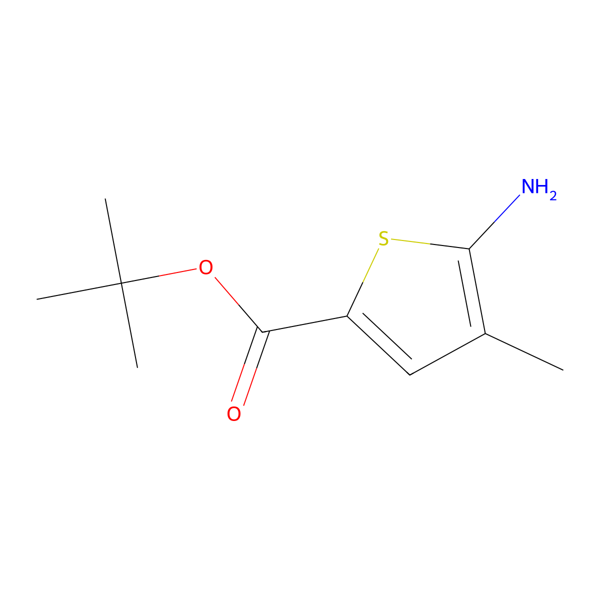 Tert-butyl 5-amino-4-methylthiophene-2-carboxylate molecular structure, CAS 2248364-91-0
