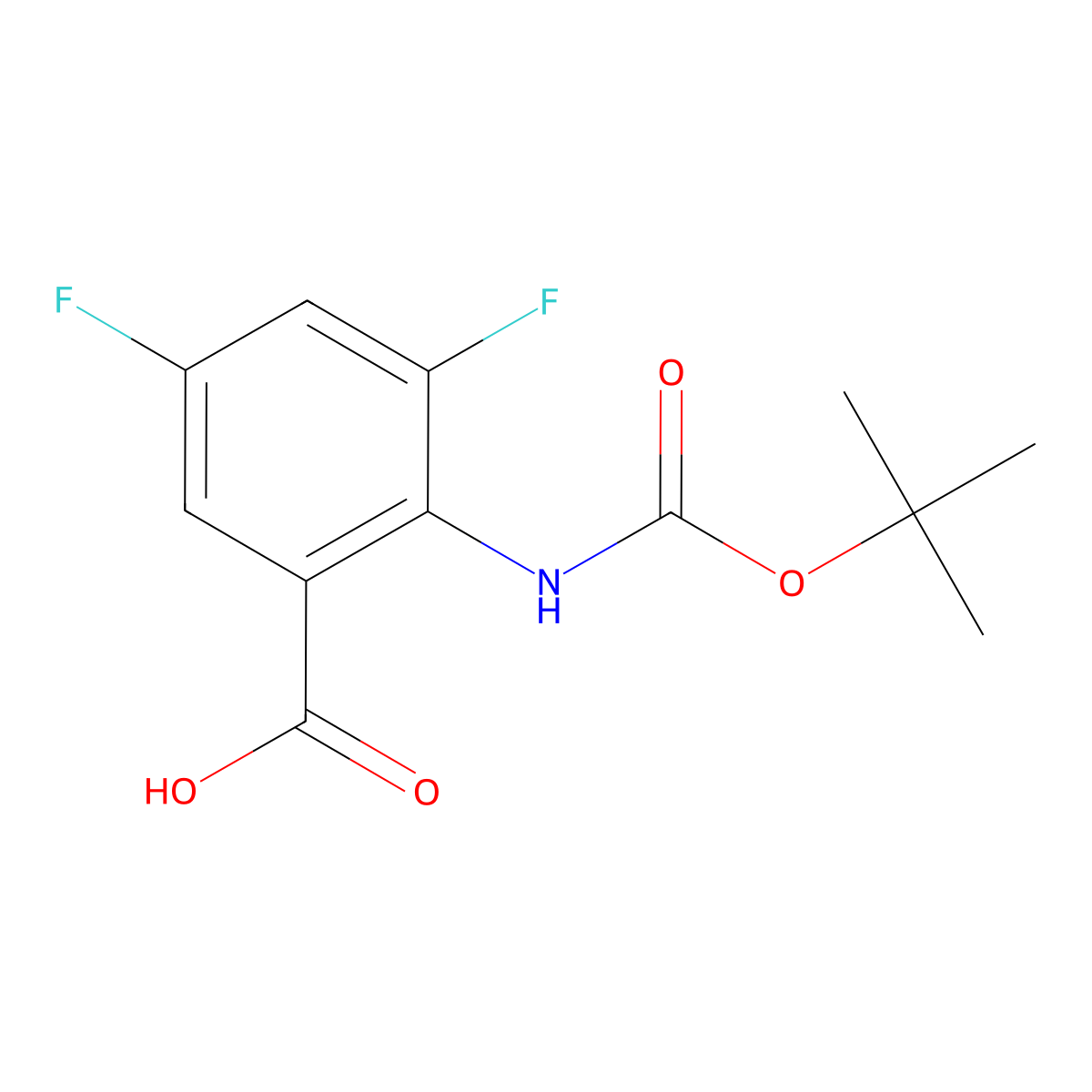 2-{[(Tert-butoxy)carbonyl]amino}-3,5-difluorobenzoic acid molecular structure, CAS 2248365-37-7