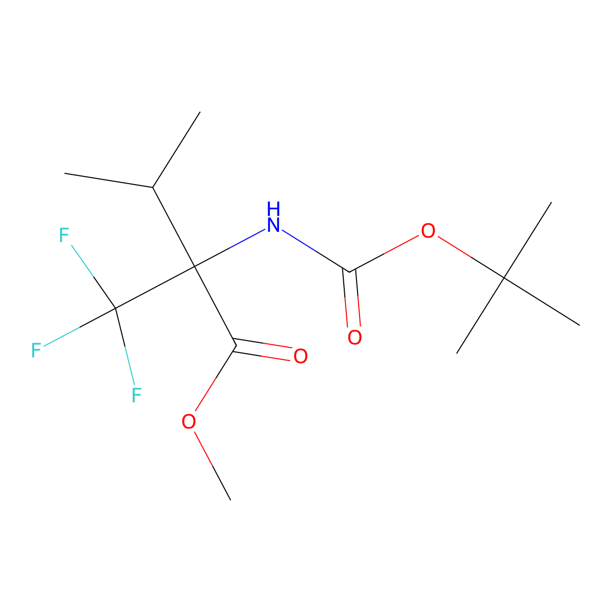 Methyl2-{[(tert-butoxy)carbonyl]amino}-3-methyl-2-(trifluoromethyl)butanoate molecular structure, CAS 2248365-75-3