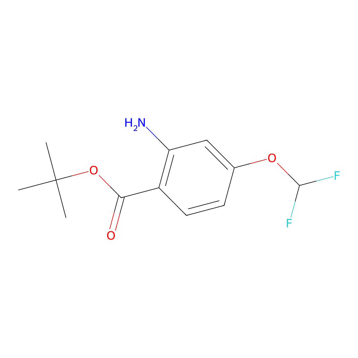 Tert-butyl 2-amino-4-(difluoromethoxy)benzoate molecular structure, CAS 2248366-21-2