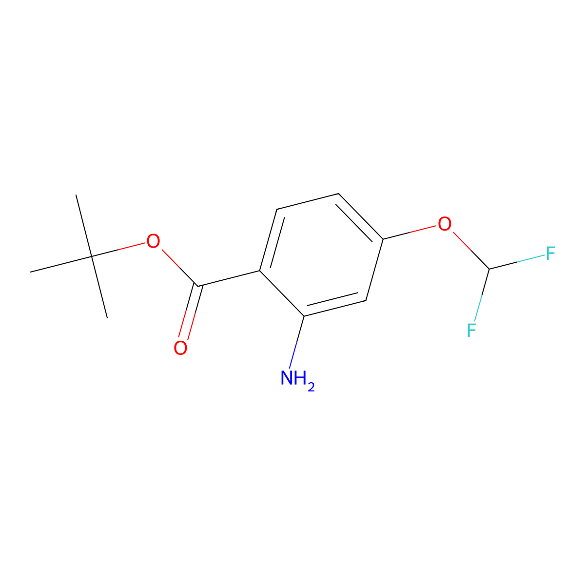 Tert-butyl 2-amino-4-(difluoromethoxy)benzoate molecular structure, CAS 2248366-21-2