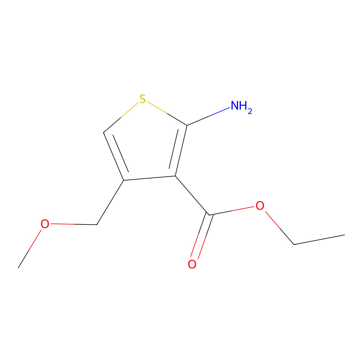 Ethyl 2-amino-4-(methoxymethyl)thiophene-3-carboxylate molecular structure, CAS 2248366-32-5