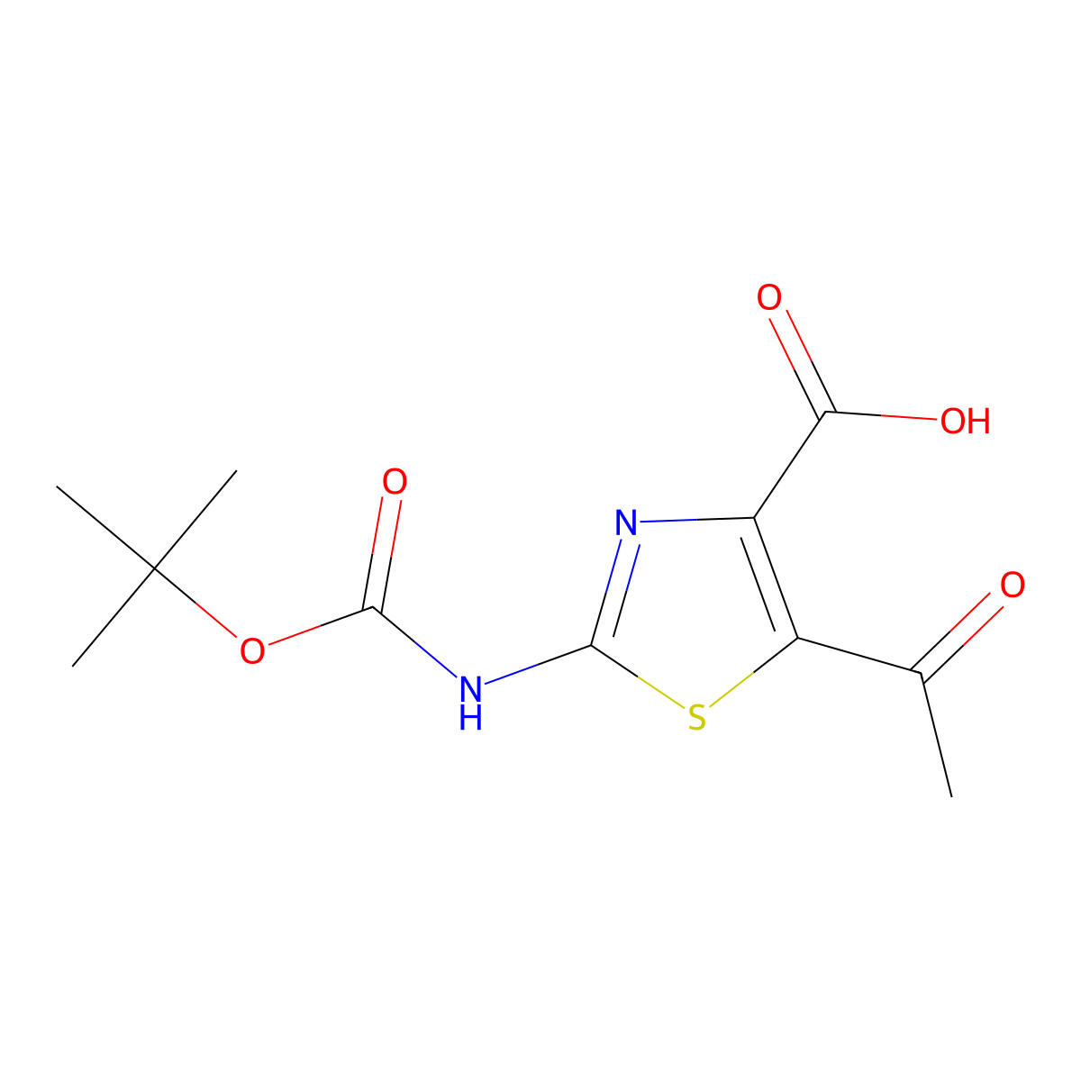 5-Acetyl-2-{[(tert-butoxy)carbonyl]amino}-1,3-thiazole-4-carboxylic acid molecular structure, CAS 2248366-57-4