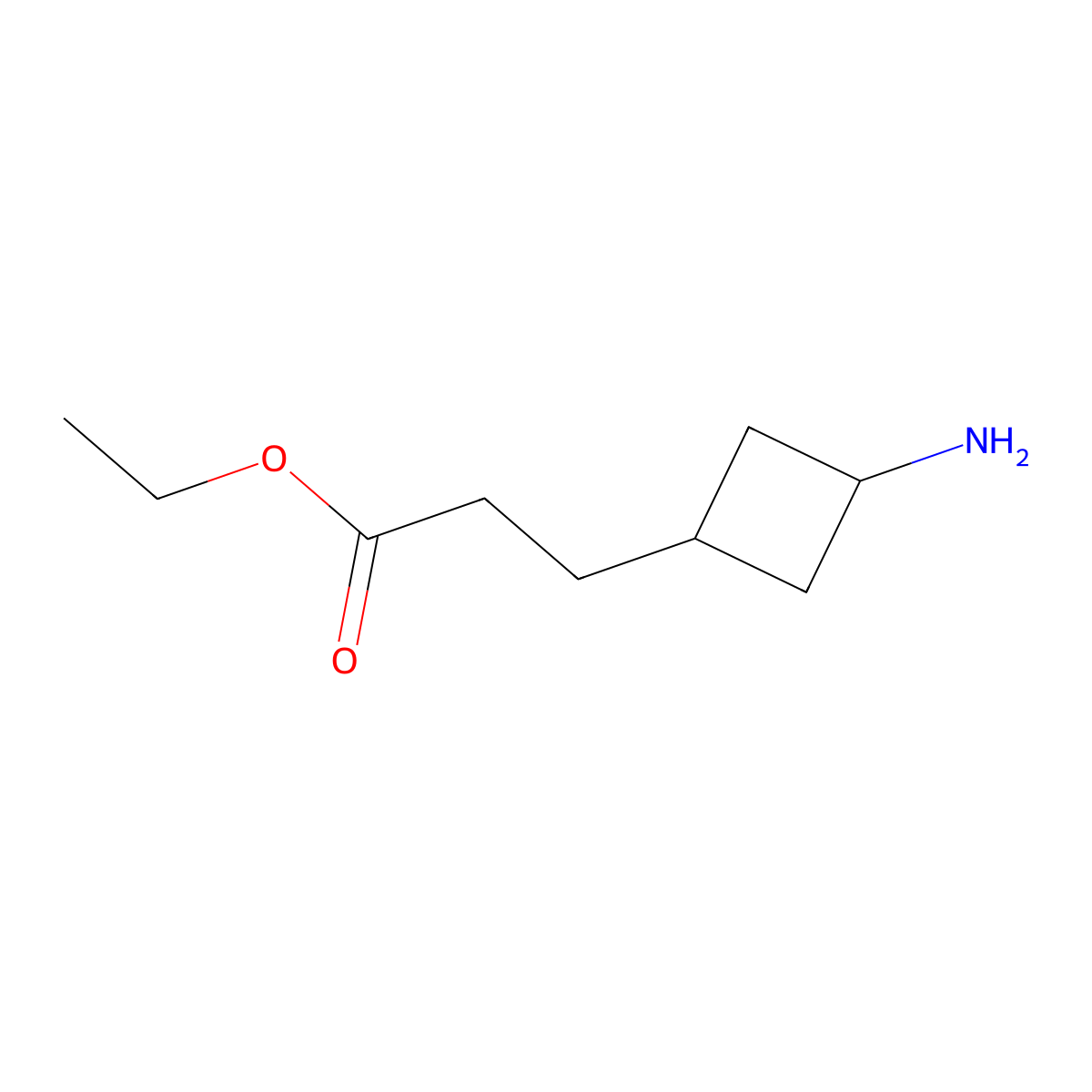 Ethyl 3-(3-aminocyclobutyl)propanoate molecular structure, CAS 2248366-62-1