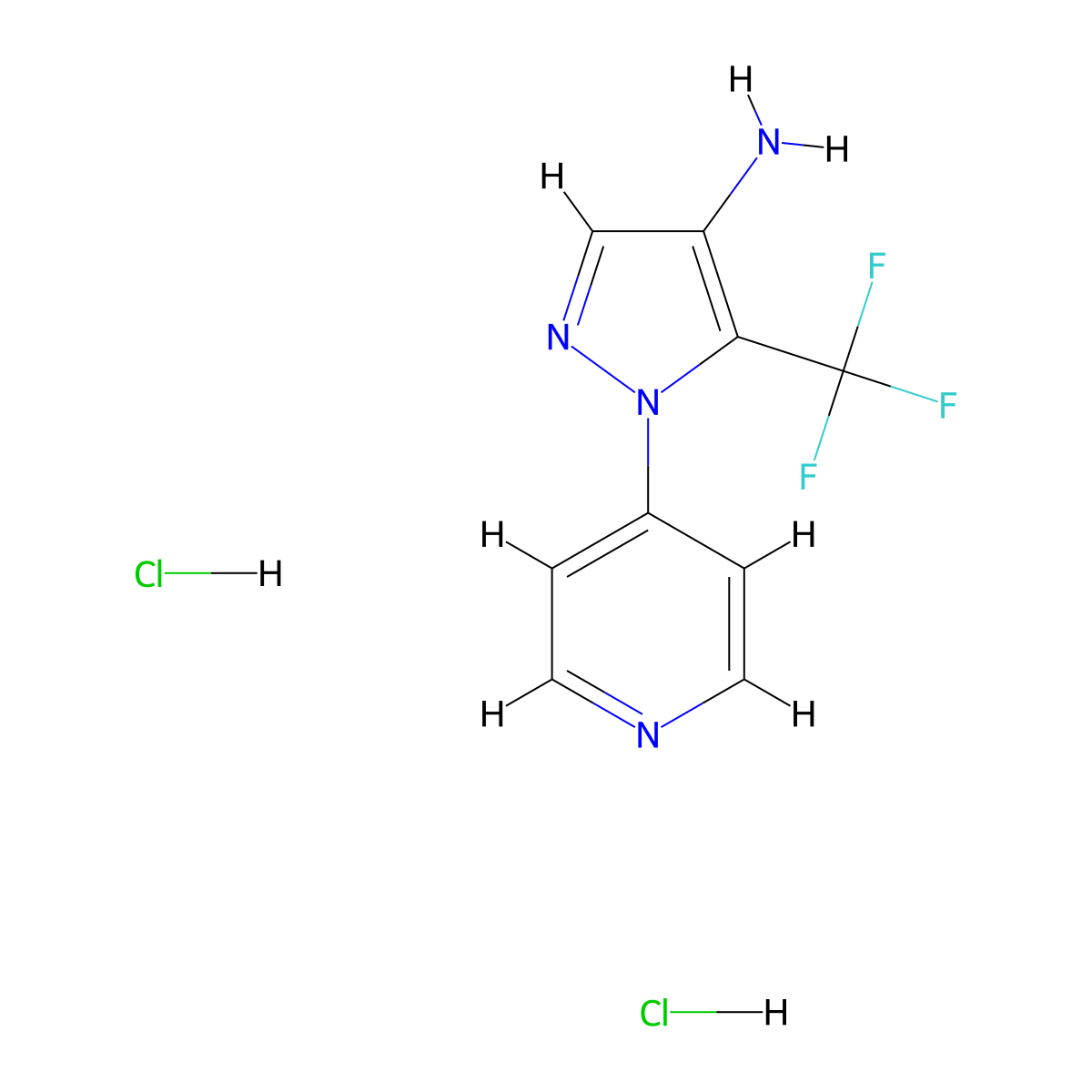 1-(pyridin-4-yl)-5-(trifluoromethyl)-1H-pyrazol-4-amine dihydrochloride molecular structure, CAS 2248366-69-8