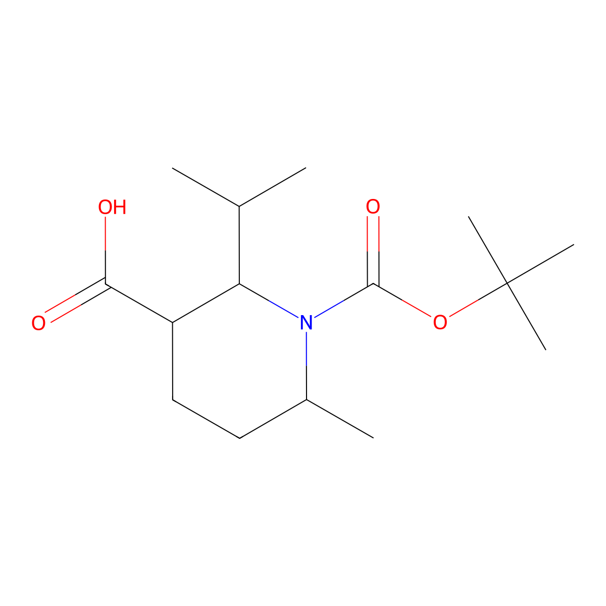 1-[(Tert-butoxy)carbonyl]-6-methyl-2-(propan-2-yl)piperidine-3-carboxylic acid molecular structure, CAS 2248366-82-5