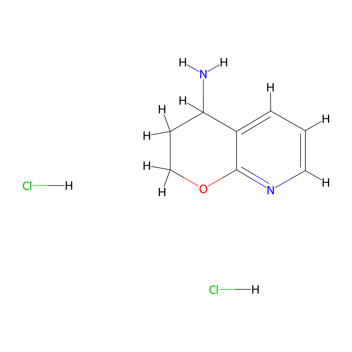 2H,3H,4H-pyrano(2,3-b)pyridin-4-amine dihydrochloride molecular structure, CAS 2248366-96-1