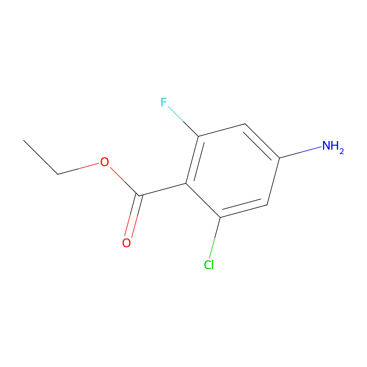 Ethyl 4-amino-2-chloro-6-fluorobenzoate molecular structure, CAS 2248367-14-6