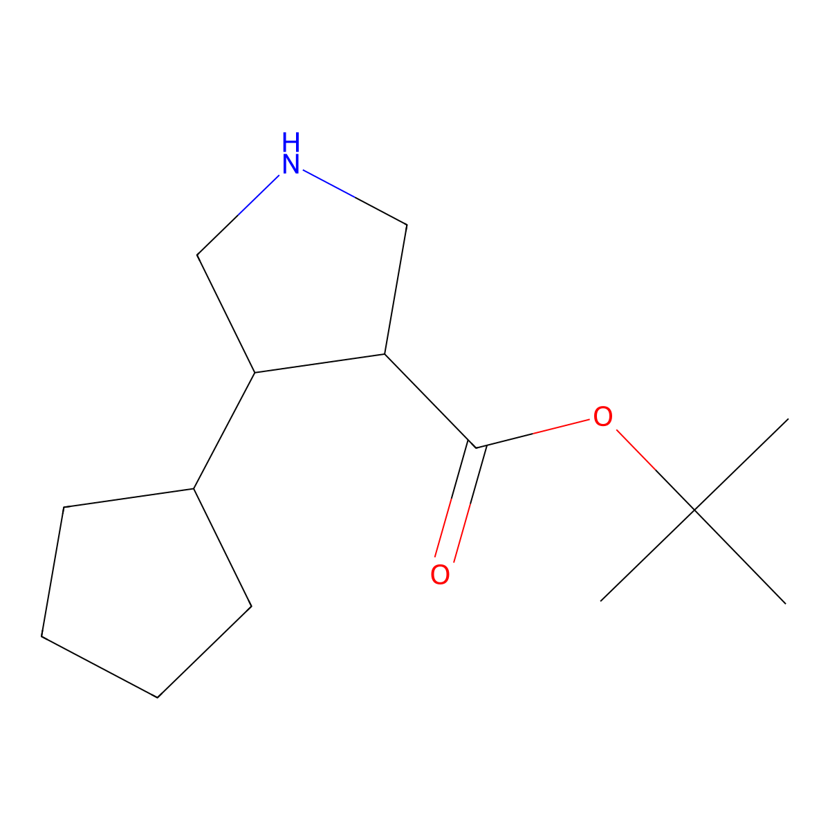 rac-tert-butyl (3R,4R)-4-cyclopentylpyrrolidine-3-carboxylate molecular structure, CAS 2248367-25-9