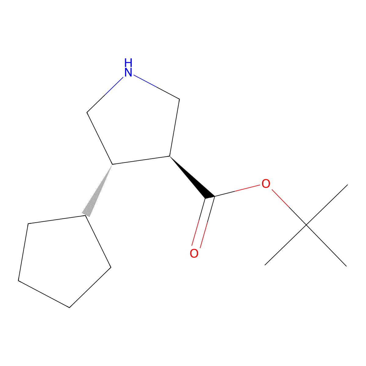 rac-tert-butyl (3R,4R)-4-cyclopentylpyrrolidine-3-carboxylate molecular structure, CAS 2248367-25-9