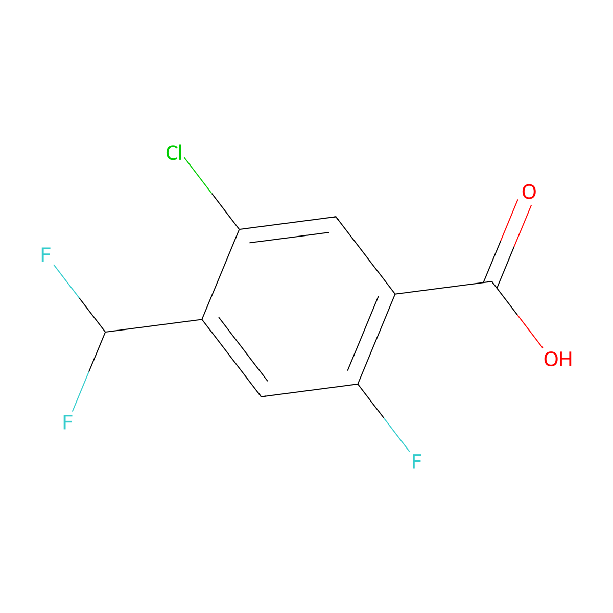 5-Chloro-4-(difluoromethyl)-2-fluorobenzoic acid molecular structure, CAS 2248367-31-7