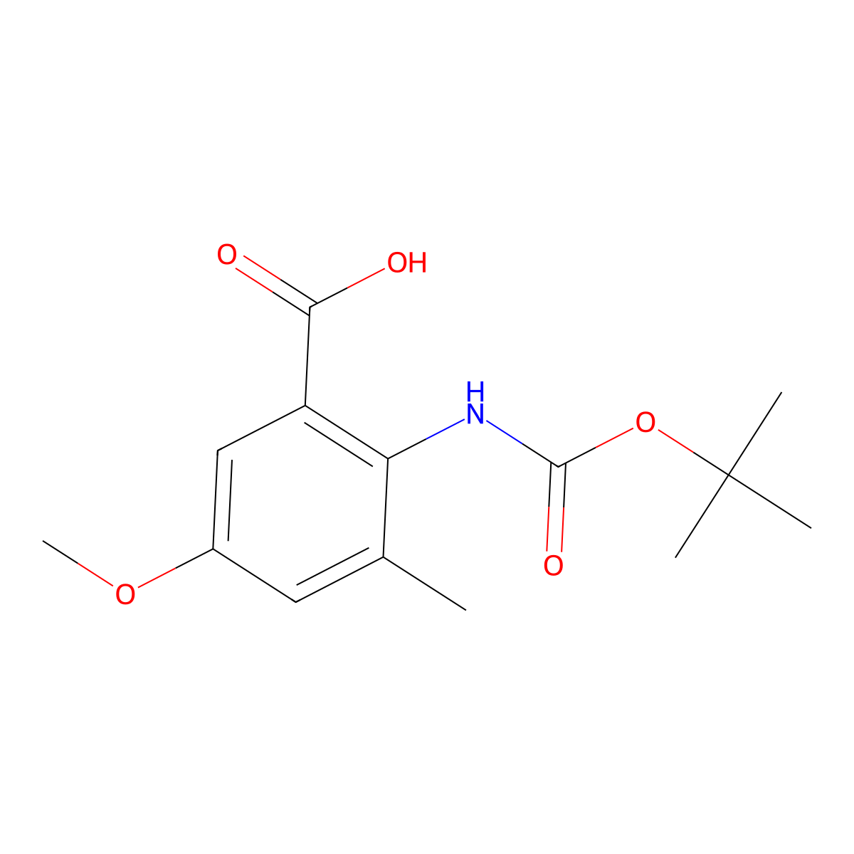 2-{[(Tert-butoxy)carbonyl]amino}-5-methoxy-3-methylbenzoic acid molecular structure, CAS 2248367-95-3