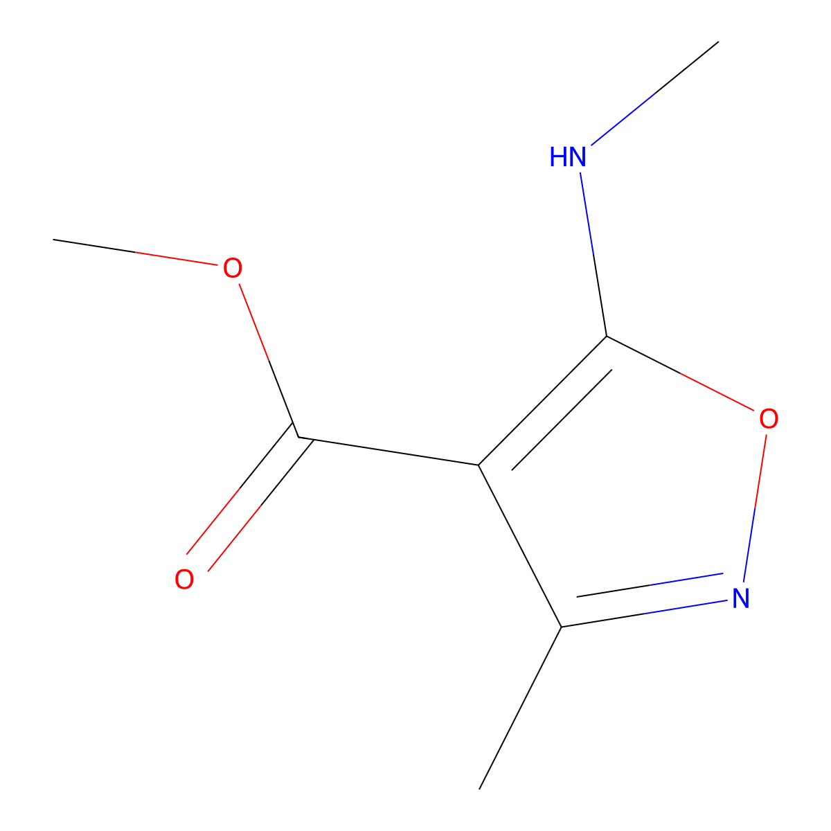 Methyl 3-methyl-5-(methylamino)-1,2-oxazole-4-carboxylate molecular structure, CAS 2248368-53-6