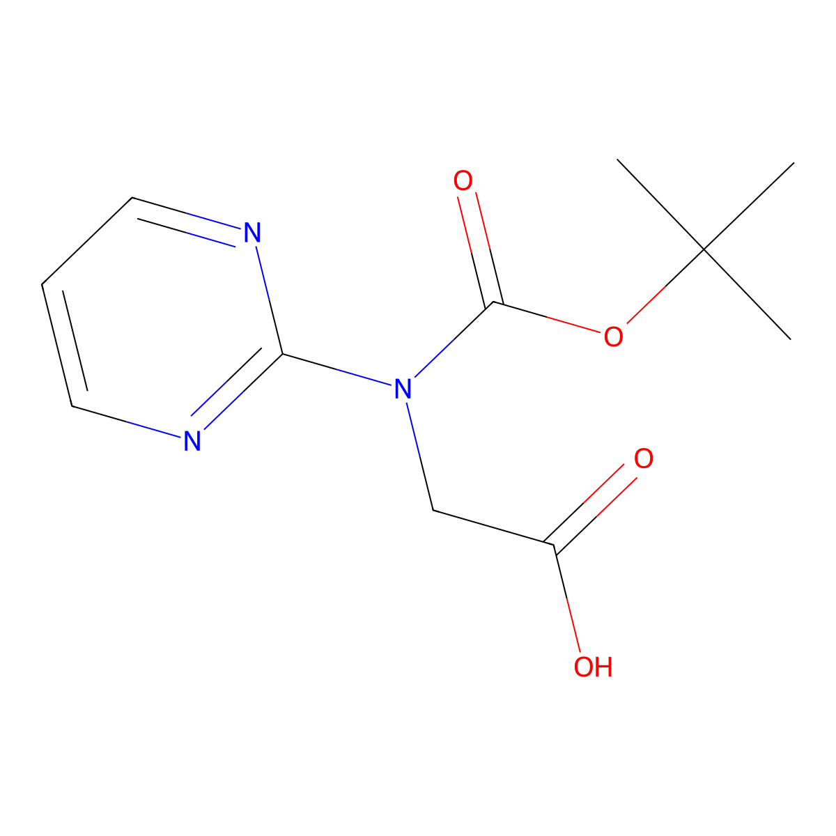 2-{[(Tert-butoxy)carbonyl](pyrimidin-2-yl)amino}acetic acid molecular structure, CAS 2248368-85-4