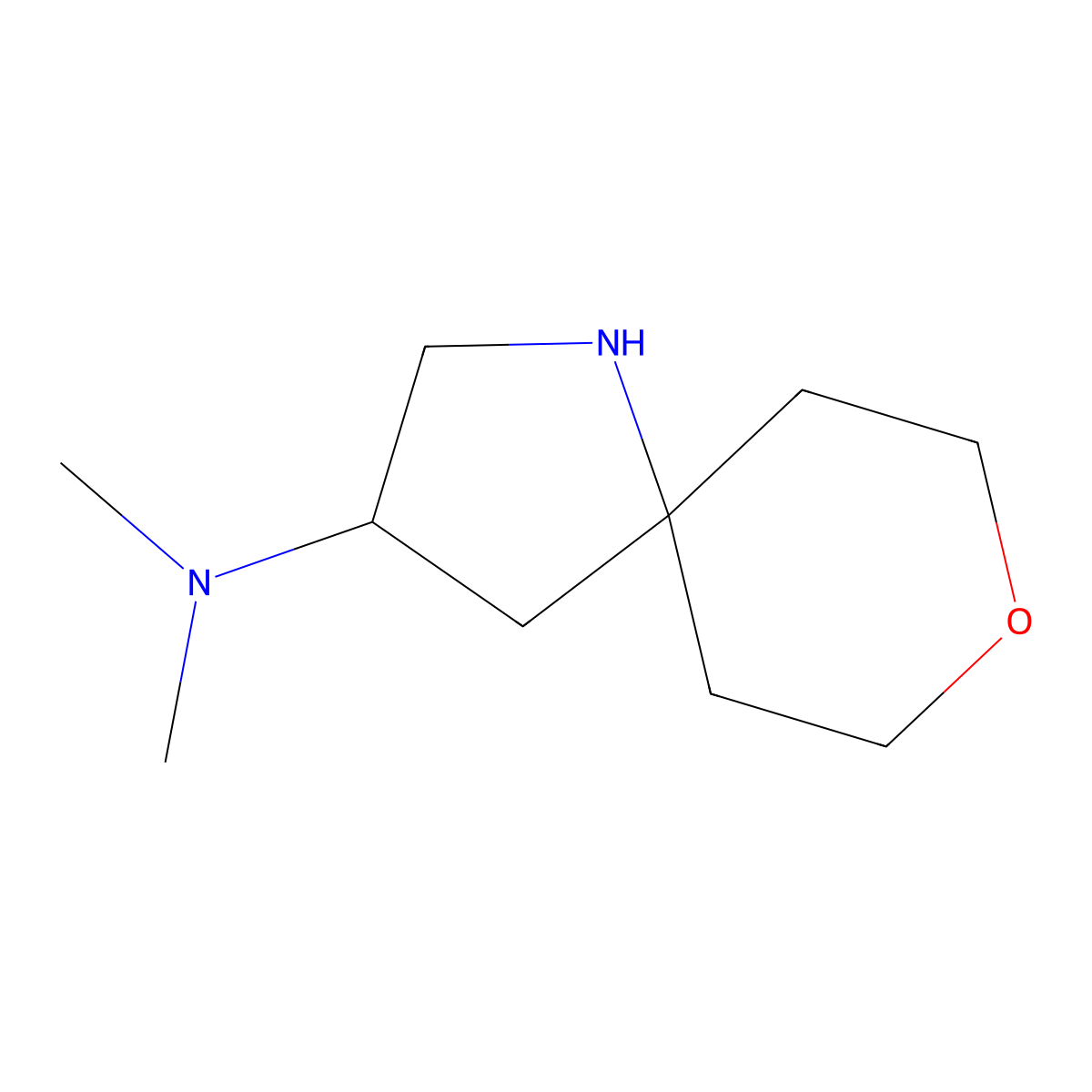 N,N-Dimethyl-8-oxa-1-azaspiro[4.5]decan-3-amine molecular structure, CAS 2248368-97-8