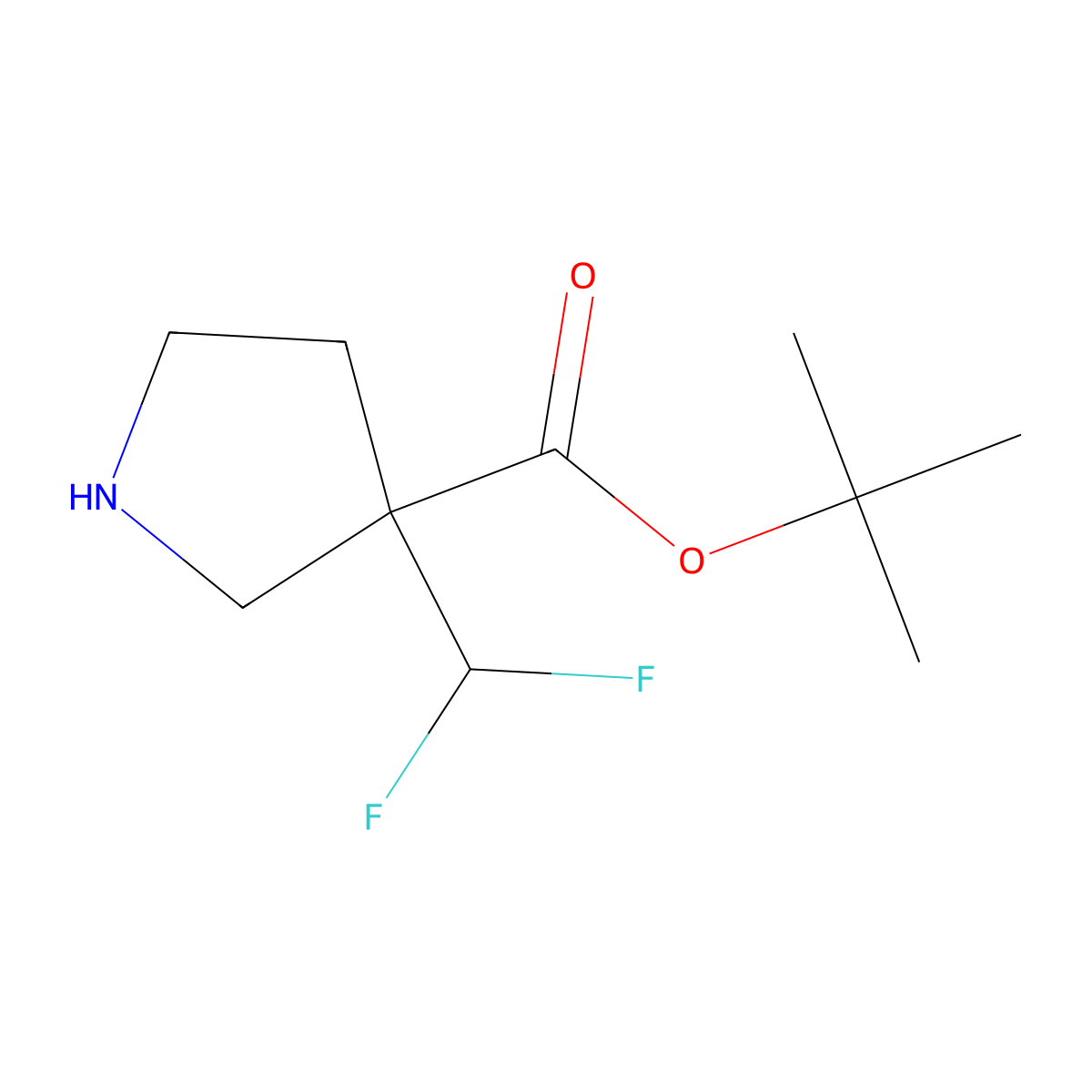 Tert-butyl 3-(difluoromethyl)pyrrolidine-3-carboxylate molecular structure, CAS 2248369-11-9