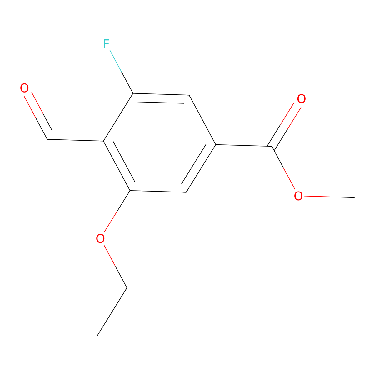 Methyl 3-ethoxy-5-fluoro-4-formylbenzoate molecular structure, CAS 2248369-41-5