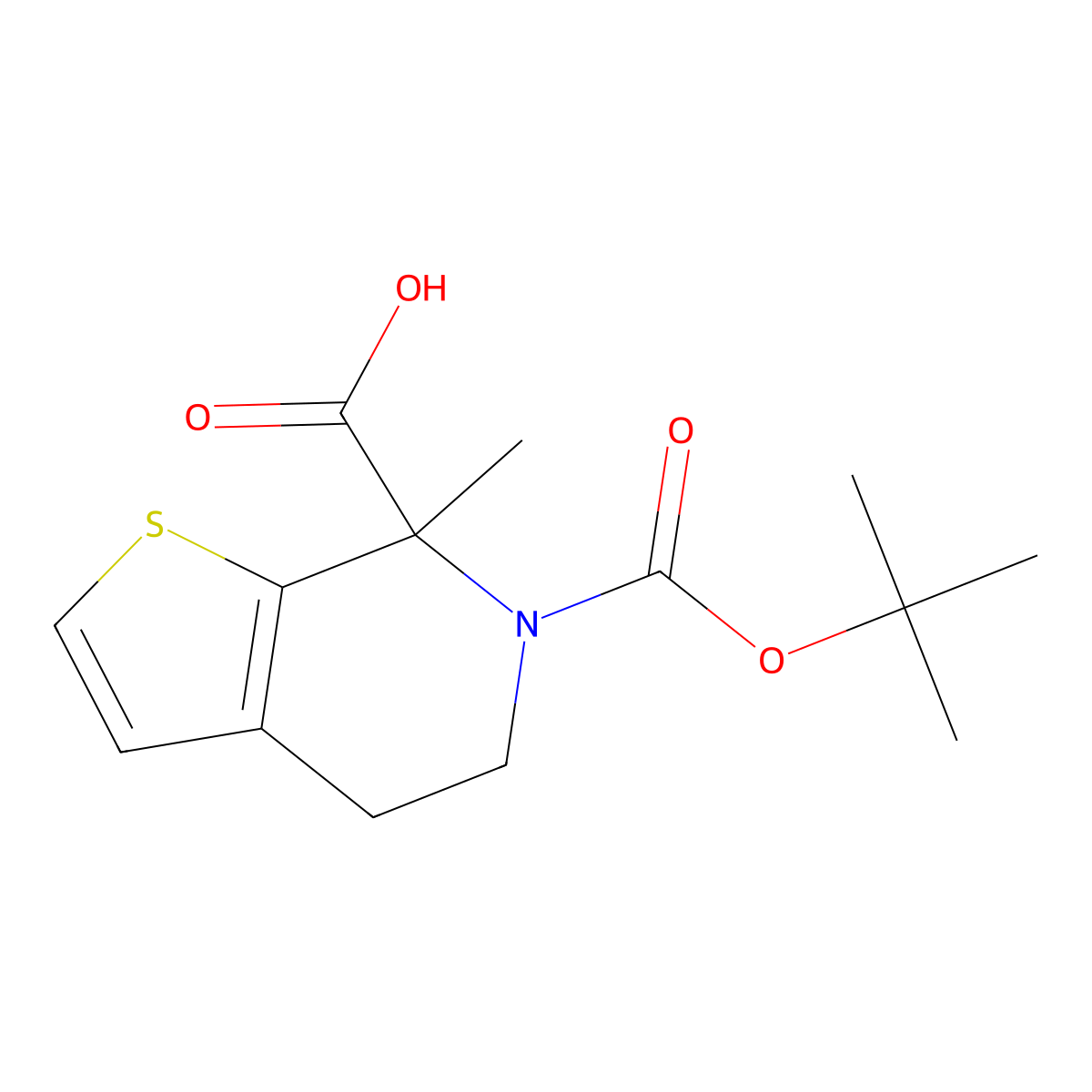 6-[(tert-butoxy)carbonyl]-7-methyl-4H,5H,6H,7H-thieno[2,3-c]pyridine-7-carboxylic acid molecular structure, CAS 2248369-97-1
