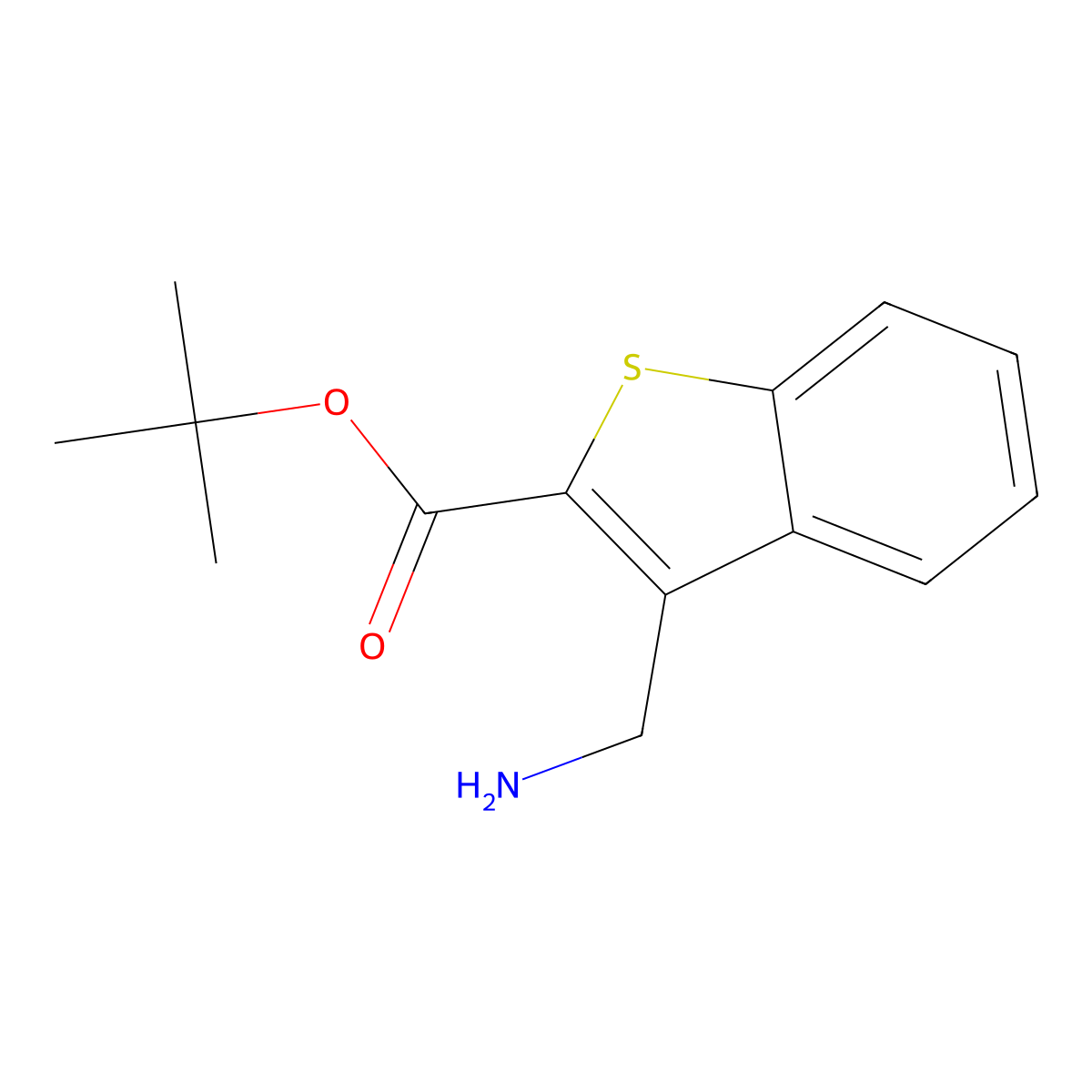 Tert-butyl 3-(aminomethyl)-1-benzothiophene-2-carboxylate molecular structure, CAS 2248370-10-5