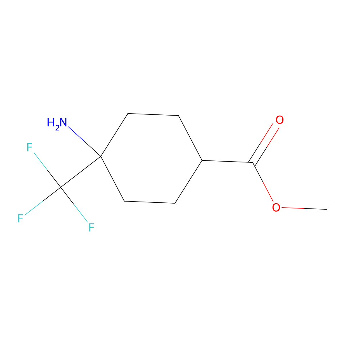 Methyl 4-amino-4-(trifluoromethyl)cyclohexane-1-carboxylate molecular structure, CAS 2248370-16-1