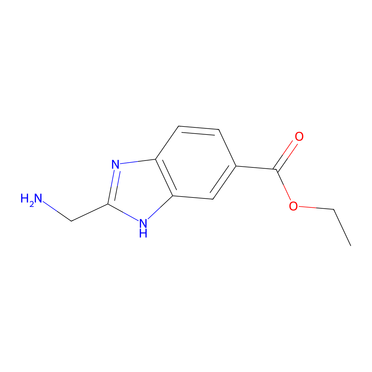 ethyl 2-(aminomethyl)-1H-1,3-benzodiazole-5-carboxylate molecular structure, CAS 2248370-89-8