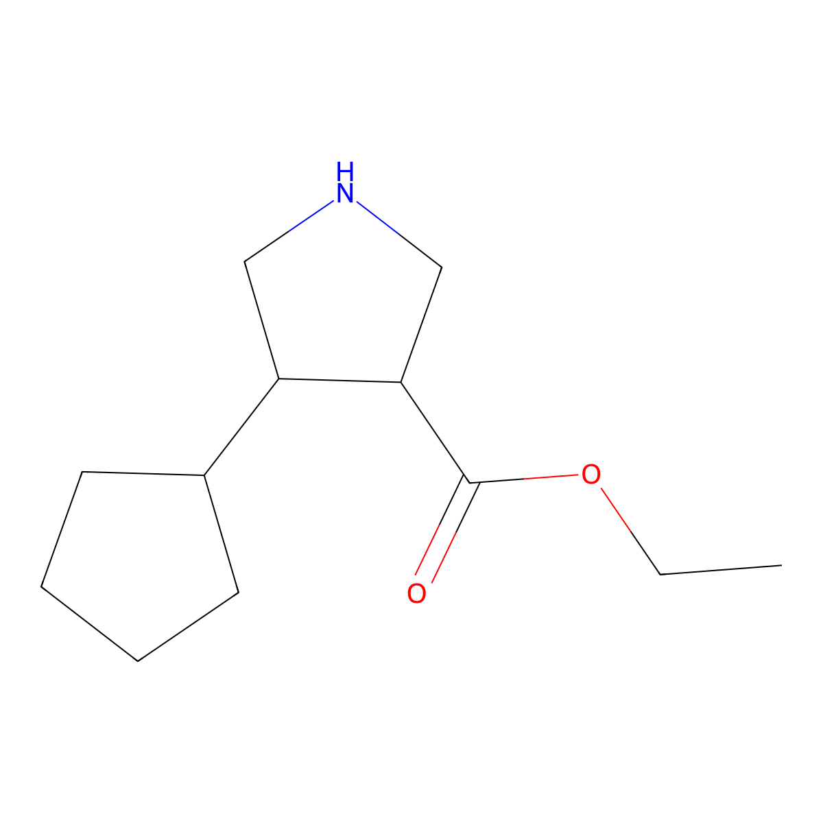 rac-ethyl (3R,4R)-4-cyclopentylpyrrolidine-3-carboxylate molecular structure, CAS 2248370-91-2