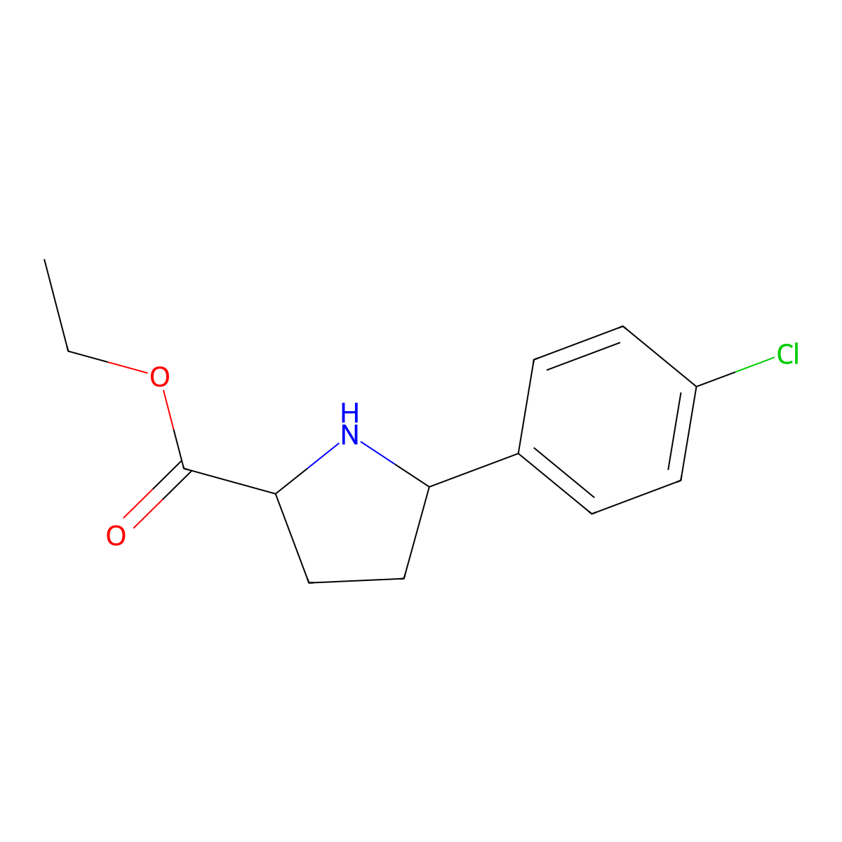 rac-ethyl (2R,5R)-5-(4-chlorophenyl)pyrrolidine-2-carboxylate molecular structure, CAS 2248370-93-4