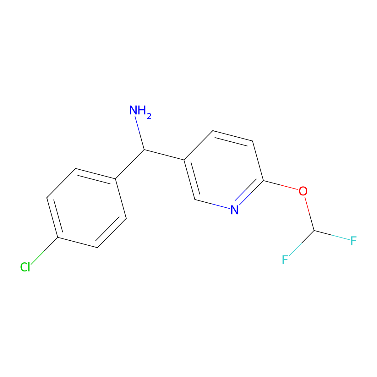 (4-Chlorophenyl)[6-(difluoromethoxy)pyridin-3-yl]methanamine molecular structure, CAS 2248371-83-5