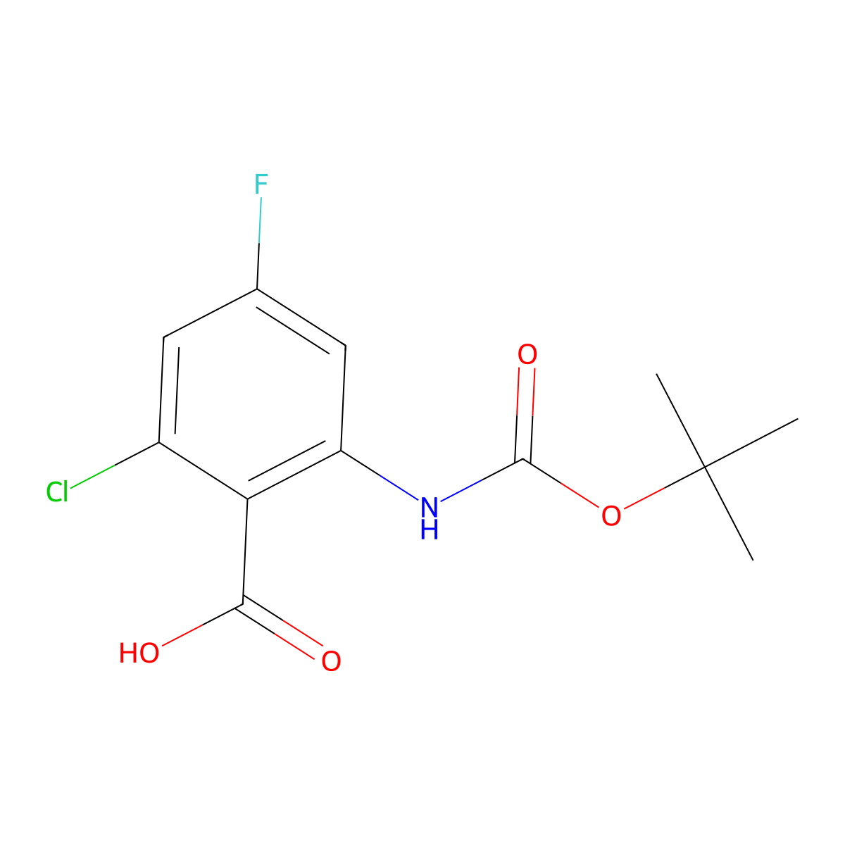 2-{[(Tert-butoxy)carbonyl]amino}-6-chloro-4-fluorobenzoic acid molecular structure, CAS 2248373-78-4