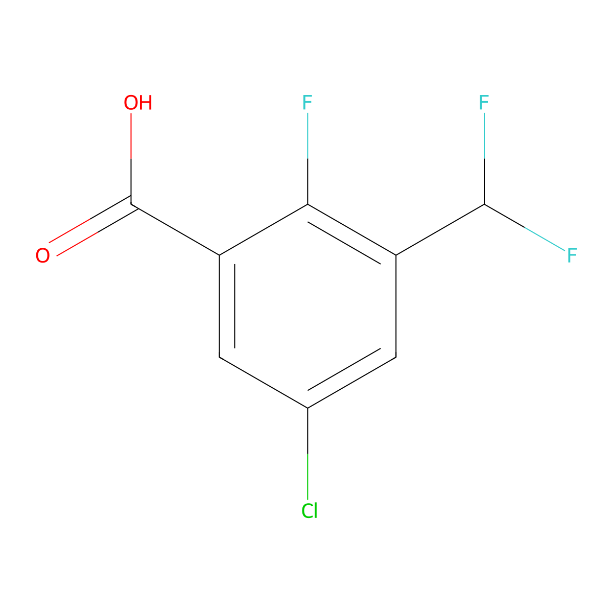 5-Chloro-3-(difluoromethyl)-2-fluorobenzoic acid molecular structure, CAS 2248374-38-9