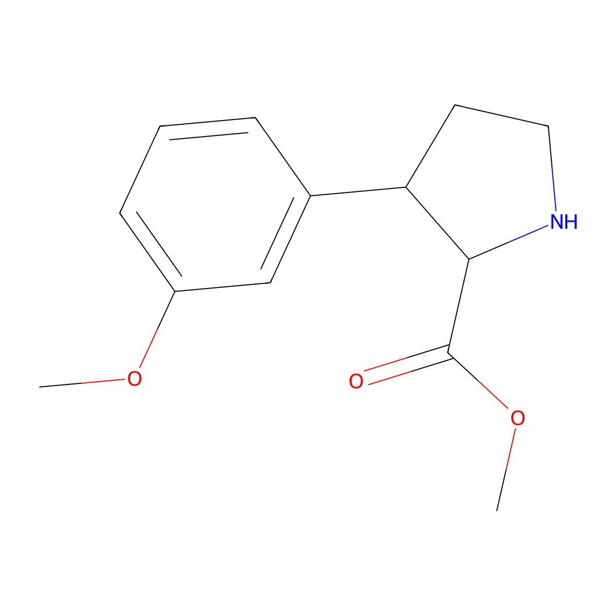 rac-methyl (2R,3S)-3-(3-methoxyphenyl)pyrrolidine-2-carboxylate molecular structure, CAS 2248375-25-7