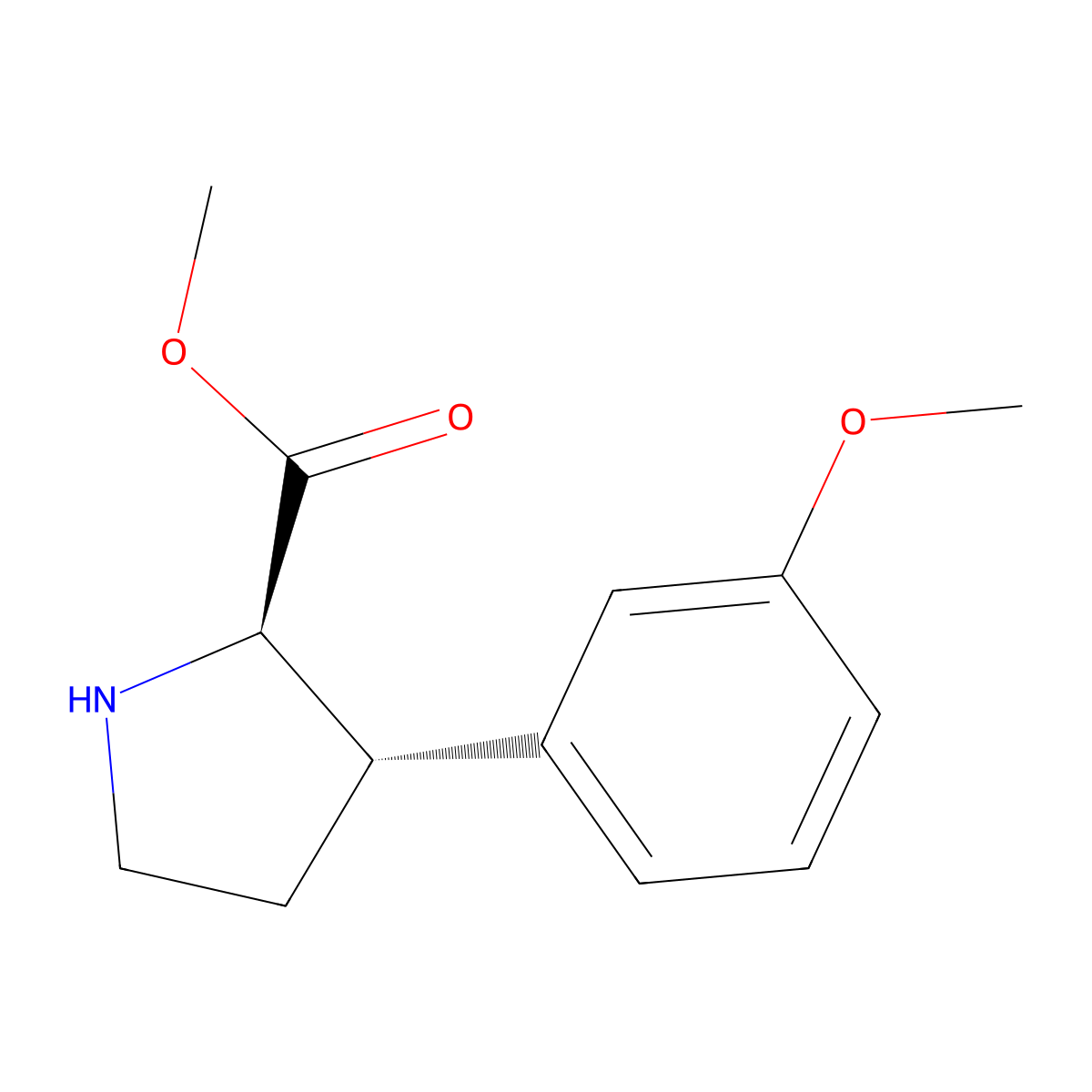 rac-methyl (2R,3S)-3-(3-methoxyphenyl)pyrrolidine-2-carboxylate molecular structure, CAS 2248375-25-7