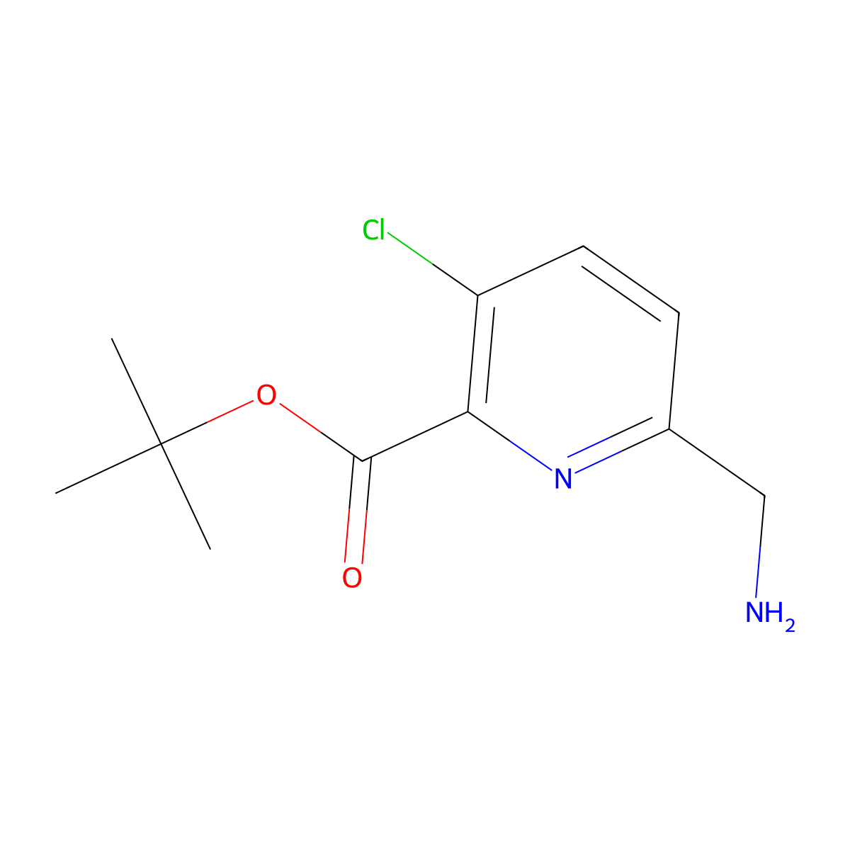Tert-butyl 6-(aminomethyl)-3-chloropyridine-2-carboxylate molecular structure, CAS 2248375-28-0