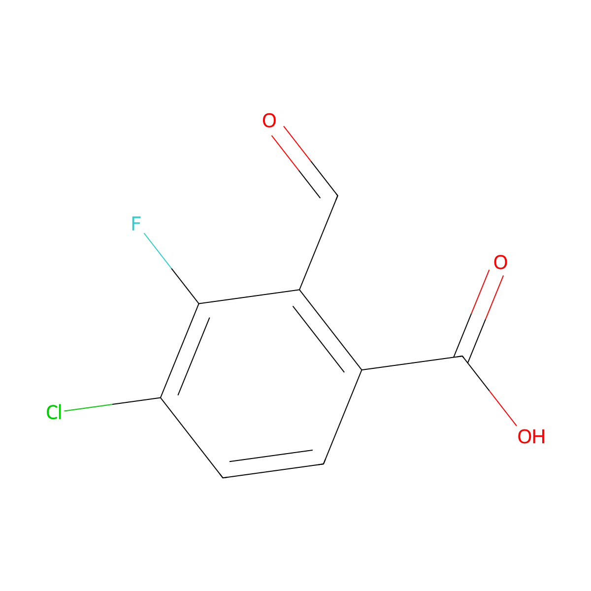 4-Chloro-3-fluoro-2-formylbenzoic acid molecular structure, CAS 2248375-49-5